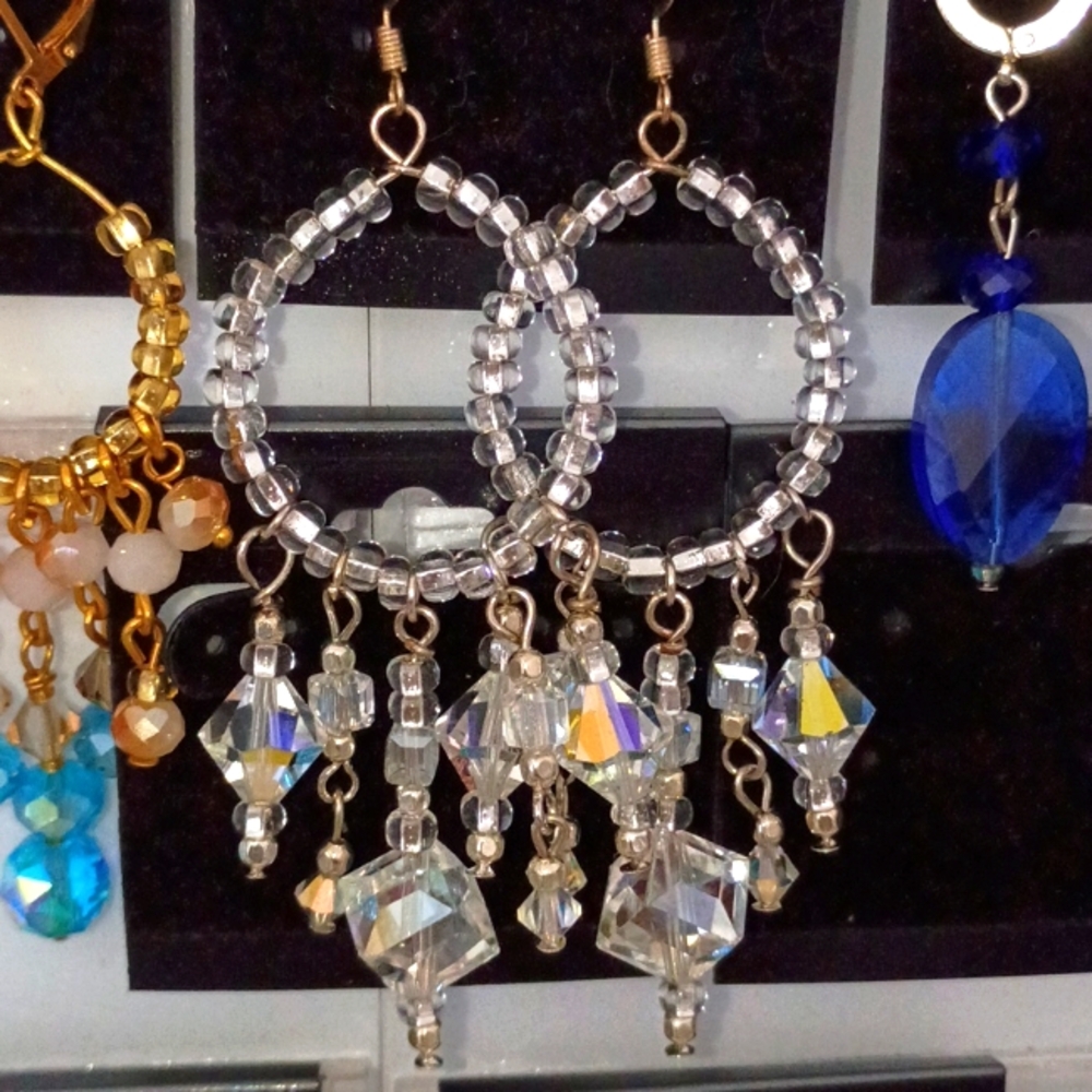 Artisan Genuine Poland AB Crystal Handmade earrings only one made